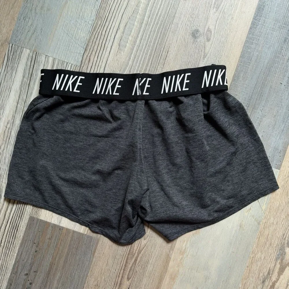 Nike Tempo Women’s M Dri-FIT Running Shorts Gray Logo Waistband Drawstring
